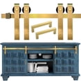 thumbnail image 1 of Rio Salto Mini Gold Barn Door Hardware Kit 6FT with Handles, Double Pannel Cabinet Sliding Barn 72" Hardware Track for Sliding Furniture Gold, 6FT Track Kit Double Door, 1 of 6