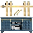 thumbnail image 1 of Rio Salto Mini Gold Barn Door Hardware Kit with Handles, Double Pannel Cabinet Sliding Barn Hardware Track for Sliding Furniture Light Gold, 4FT Track Kit Plus Handles Double Door, 1 of 5