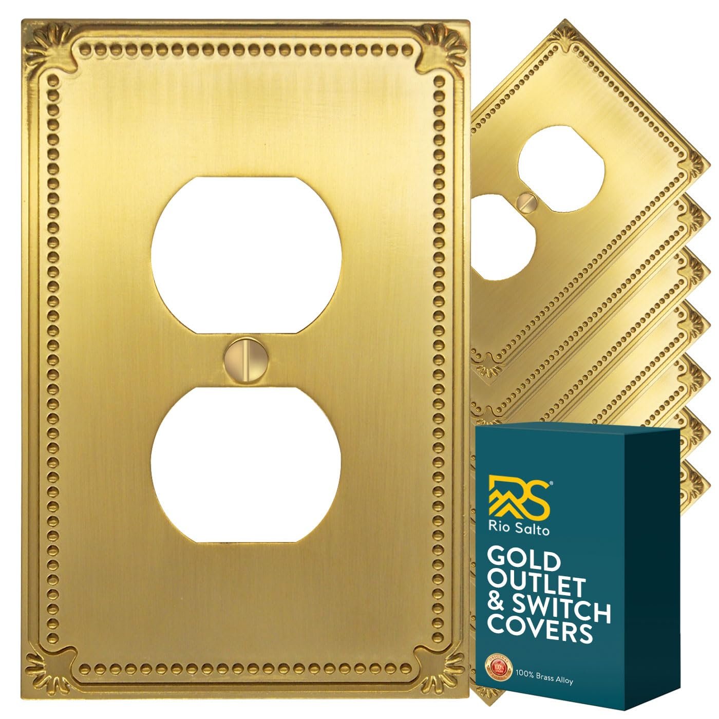 Rio Salto Pearl Collection Brushed Brass Gold Duplex Outlet Cover, 8 ...