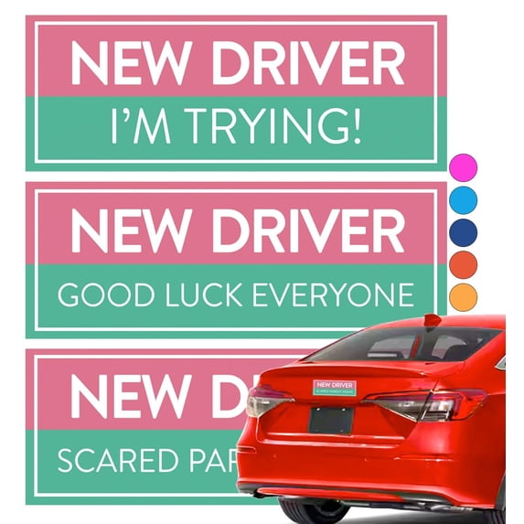 Rio Salto Removable New Driver Sticker for Car Funny Student Driver Stickers New Driver Gifts New Car Driver Gifts Please Be Patient Teen Boy Girl Bumper Stickers and Windows - Removable Paint Safe