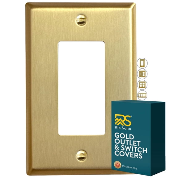 Rio Salto Signature Collection Real Brass Rocker Wall Plates, Medium Size 3.125" x 4.94" 1-Gang Metal Light Switch Plate, Decorative Wall Plates, Premium Heavy-Gauge Wall Plates