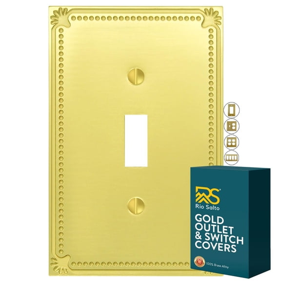 Rio Salto Sunken Pearls Vibrant Yellow Gold Toggle Light Switch Cover Decorative Metal Plate Beaded Togle Wallplates Pearl Switch Midsize Flip 1-Gang Toggle 1-Pack