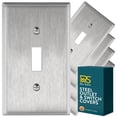 thumbnail image 1 of Rio Salto Toggle Switch 1-Gang Stainless Steel Wall Plate, STANDARD SIZE Thick Metal Plate Outlet Cover Duplex Receptacle Silver Toggle Switch 1-Gang 5-Pack, 1 of 6