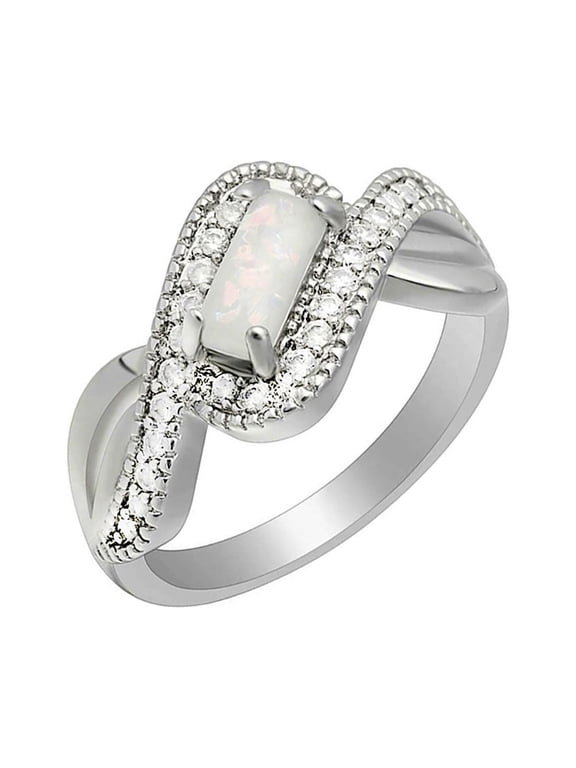 Rio Statement Ring Cz Fire Opal White Gold Plated Womens Ginger Lyne Collection