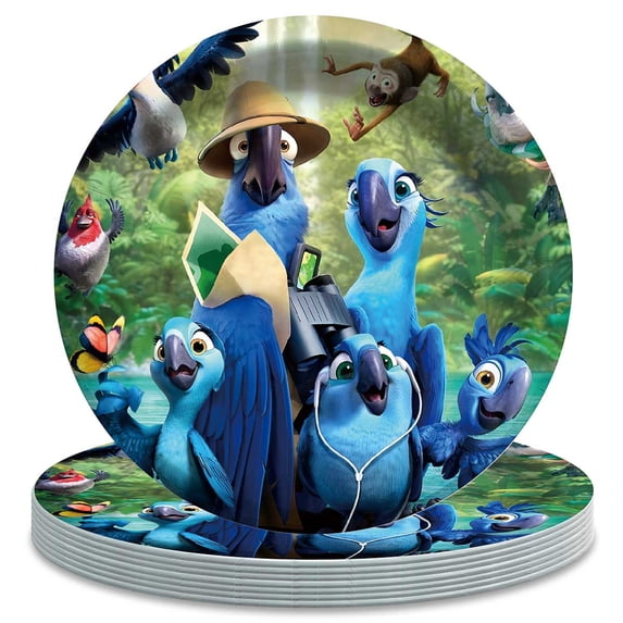 Rio Themed Birthday Disposable Tableware - 7 Inch Paper Plates Party Supply Decorations