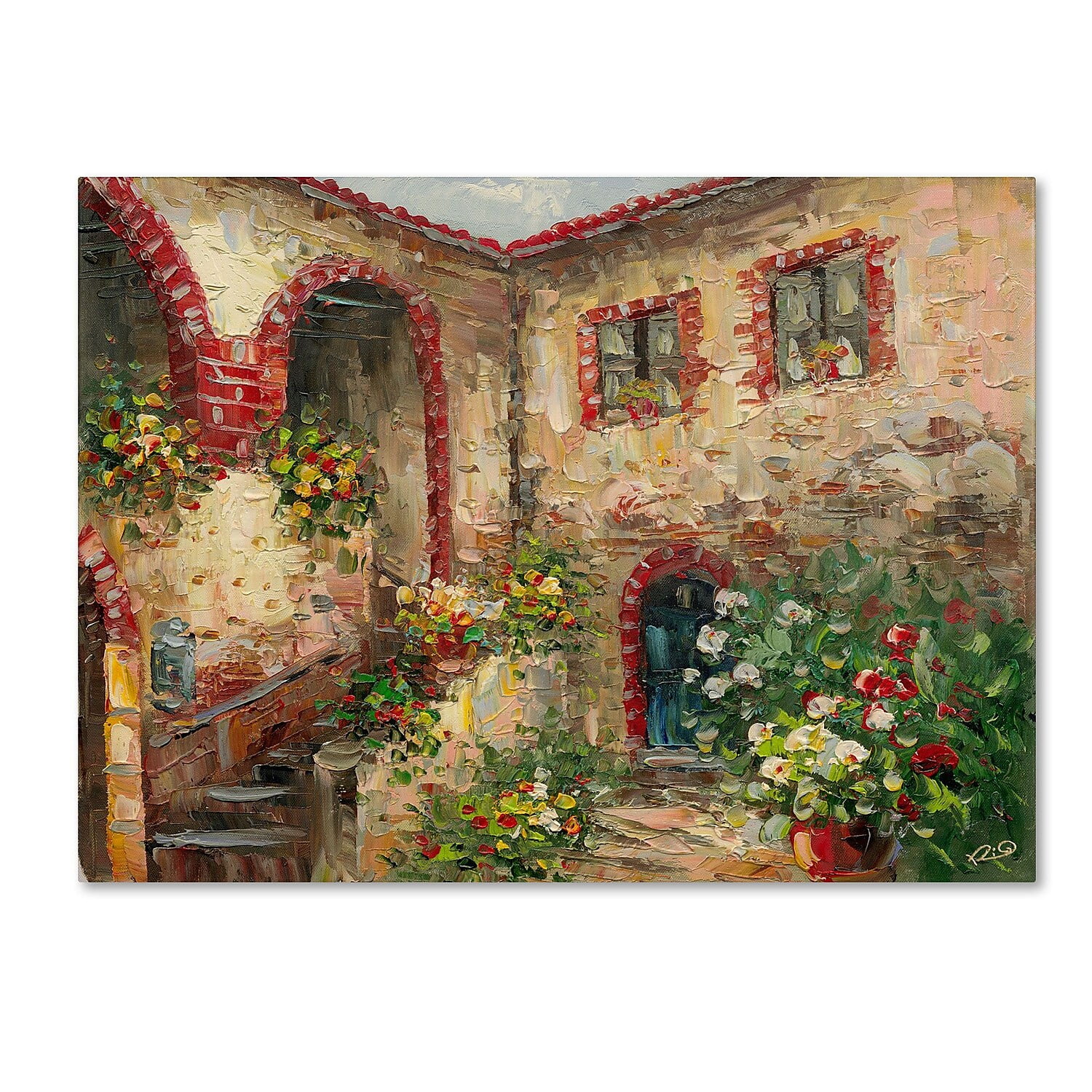 Tuscany Courtyard Multicolor Canvas Landscape Art