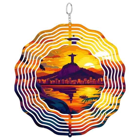 Rio de Janeiro 3D Wind Spinner Kinetic Yard Art Garden Hanging Decor Stainless Steel Gift