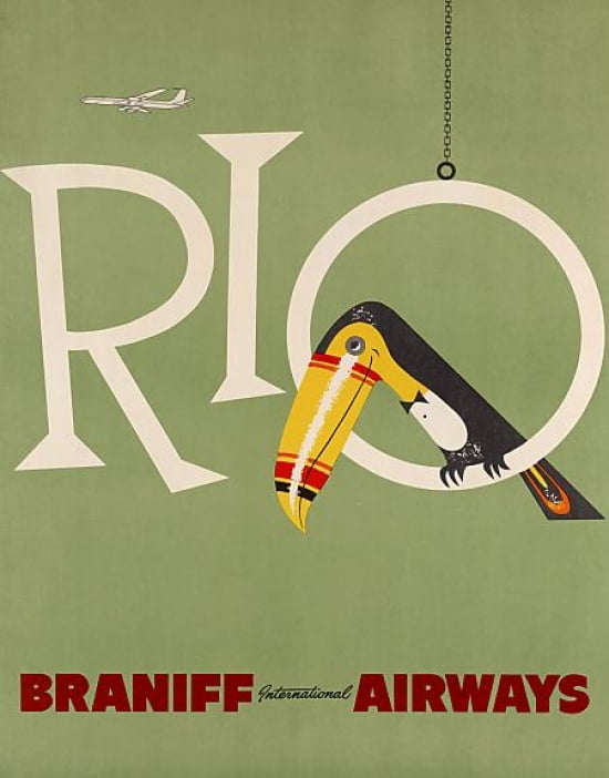 Rio de Janeiro Braniff Airways Canvas Art - (18 x 24)