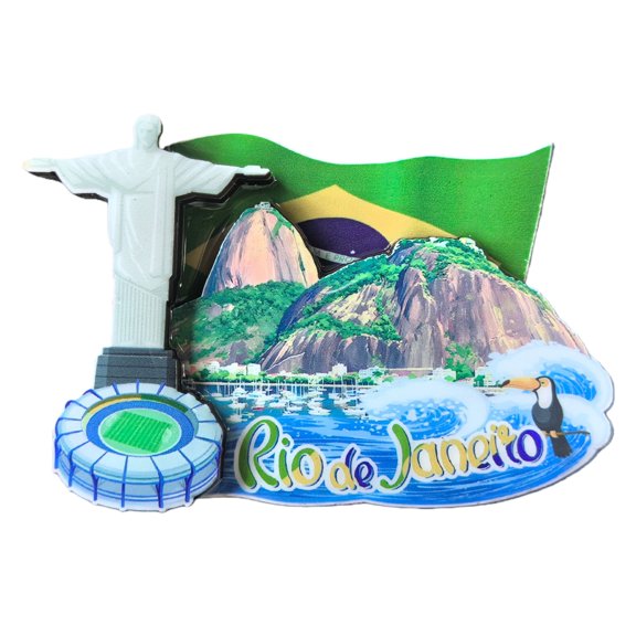 Rio de Janeiro Brazil 3D Fridge Magnet Souvenir Gift,Wood Handmade Brazil Refrigerator Magnet Home Decoration Collection