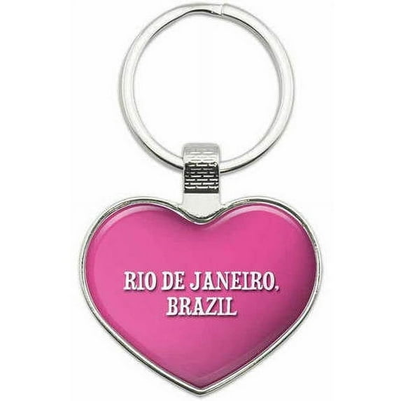 Rio de Janeiro Brazil - City Country Metal Heart Keychain Key Chain Ring, Multiple Colors Available