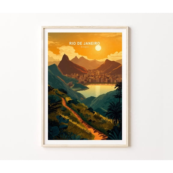 Rio de Janeiro Brazil Sugarloaf Mountain Bay View Wall Art, Unframed Paper Poster 8x10in