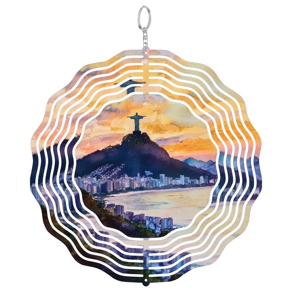 Rio de Janeiro Christ 3D Wind Spinner Stainless Steel Kinetic Yard Art Garden Decor Brazil Landmark Gift