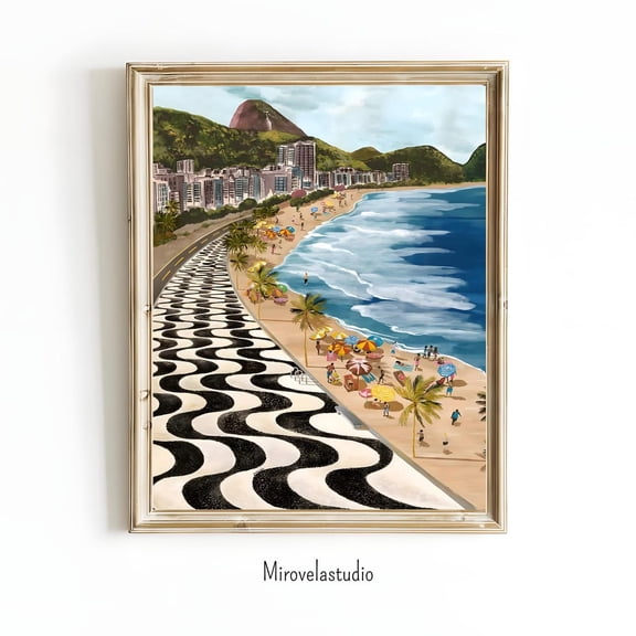 Rio de Janeiro Copacabana Poster, Unframed Paper Poster 8x10in