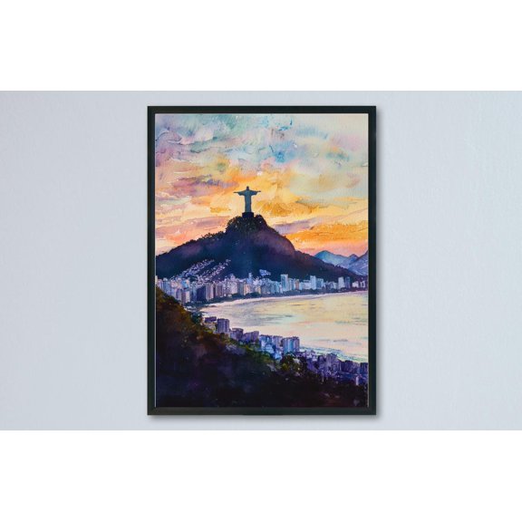 Rio de Janeiro Poster Rio de Janeiro Travel Print Rio Wall Art Rio Cityscape Painting Rio Souvenir Brazil Decor, Poster Only