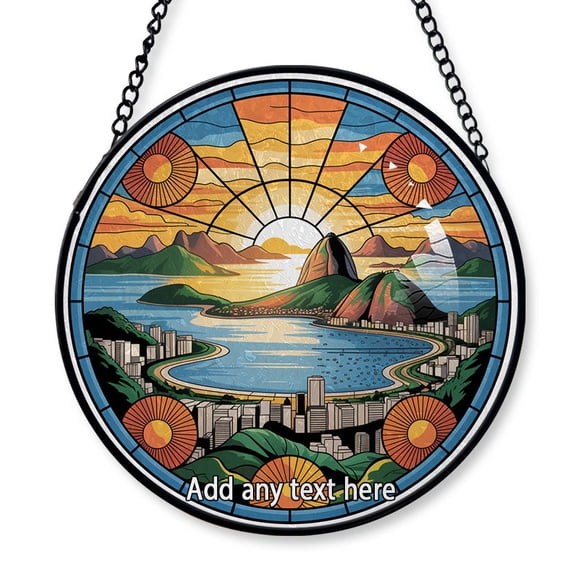 Rio de Janeiro Skyline Stained Glass Suncatcher Window Hanging Christmas 2025 Holiday Window Hanging for Adventurers, Couples, Families or Friends Who Love Travel