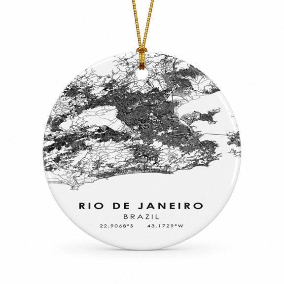 Rio de Janeiro Travel Map Ornament, Brazil Map Ornament, Travel Souvenir Keepsake Christmas Tree Ornament