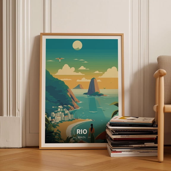 Rio de Janeiro Travel Poster Brazil Cityscape Wall Art C2089