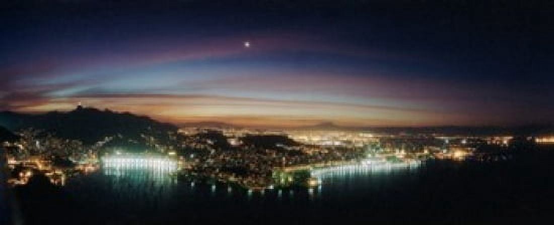 Rio de Janeiro lit up at night viewed from Sugarloaf Mountain Brazil Canvas Art - Panoramic Images (15 x 6)