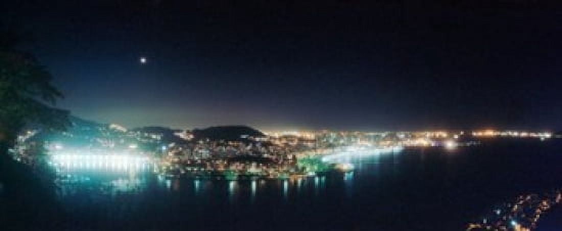 Rio de Janeiro lit up at night viewed from Sugarloaf Mountain Brazil Canvas Art - Panoramic Images (30 x 13)