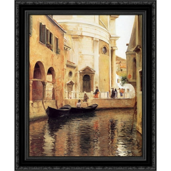 Rio della Maddalena 20x23 Black Ornate Wood Framed Canvas Art by Stewart, Julius LeBlanc