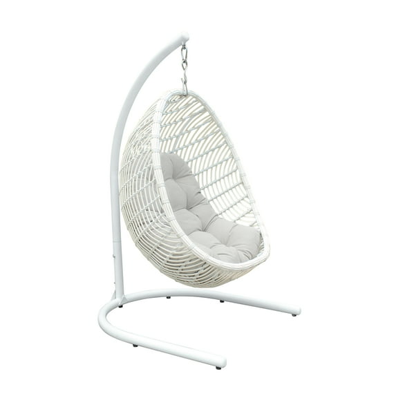 Rio indoor Outdoor Hanging Egg Chair in White Wicker