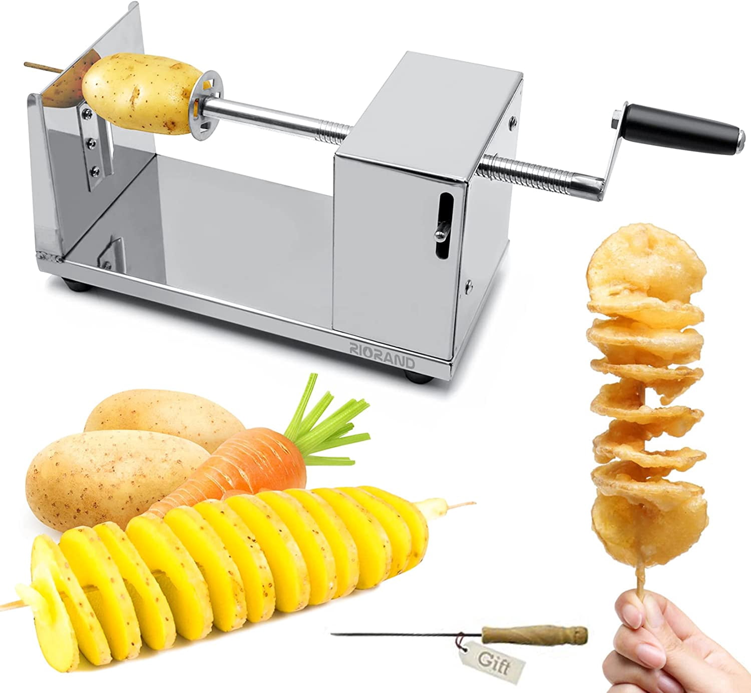 RioRand Manual Stainless Steel Twisted Potato Slicer Spiral Potato ...
