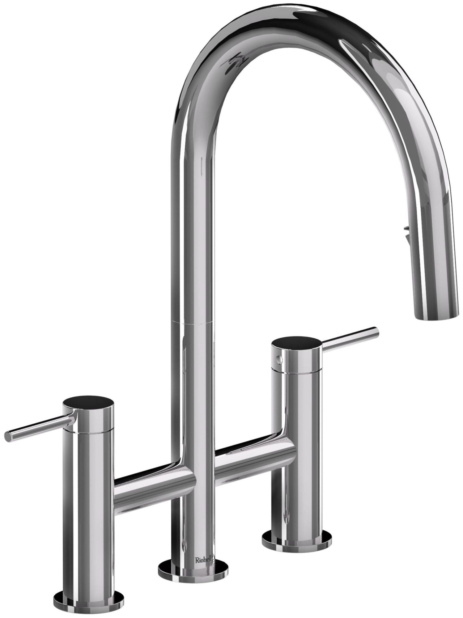 Chrome Modern Pull-Down Spray Kitchen Faucet with Dual Handles