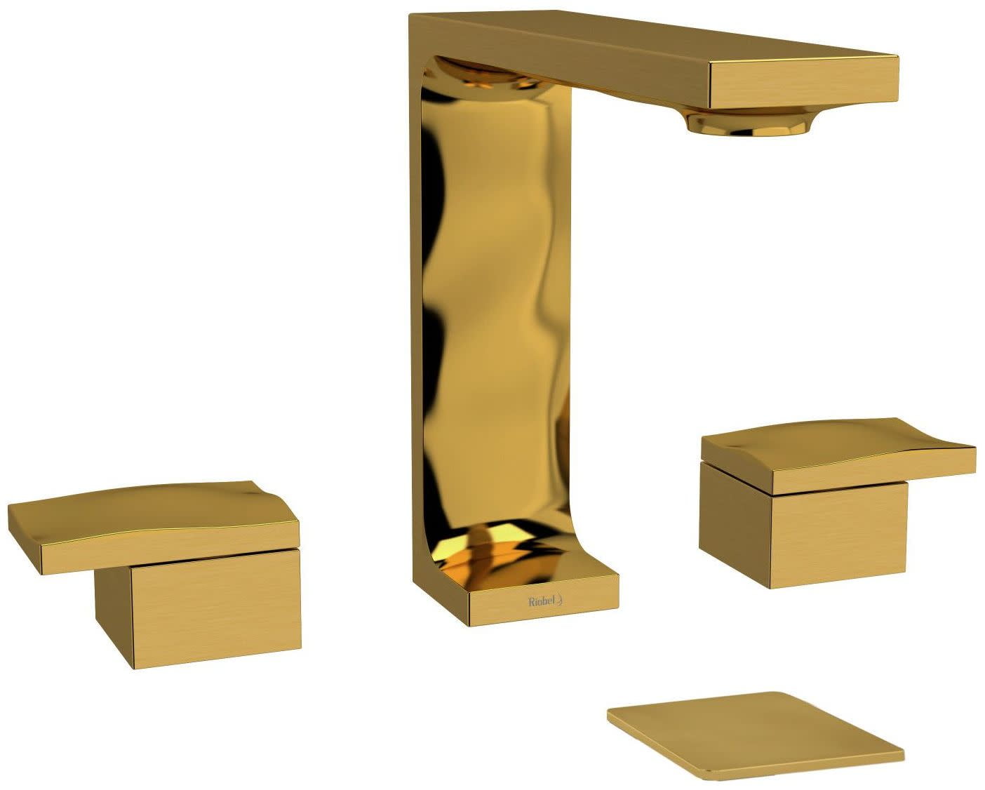 Black Brass Modern Widespread Bathroom Faucet, 16" Wide
