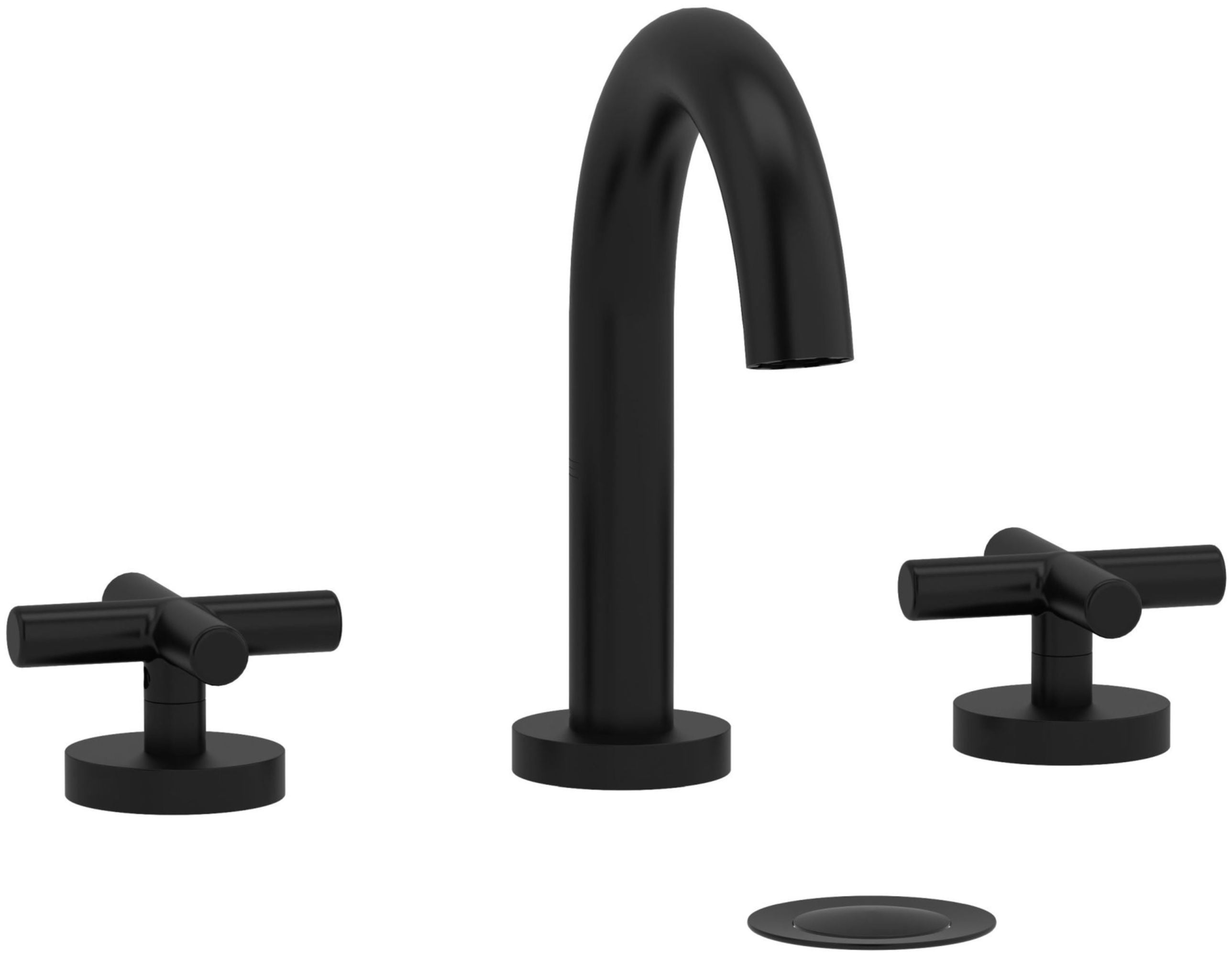 Elegant Black Metal Widespread Gooseneck Bathroom Faucet with Drain Assembly