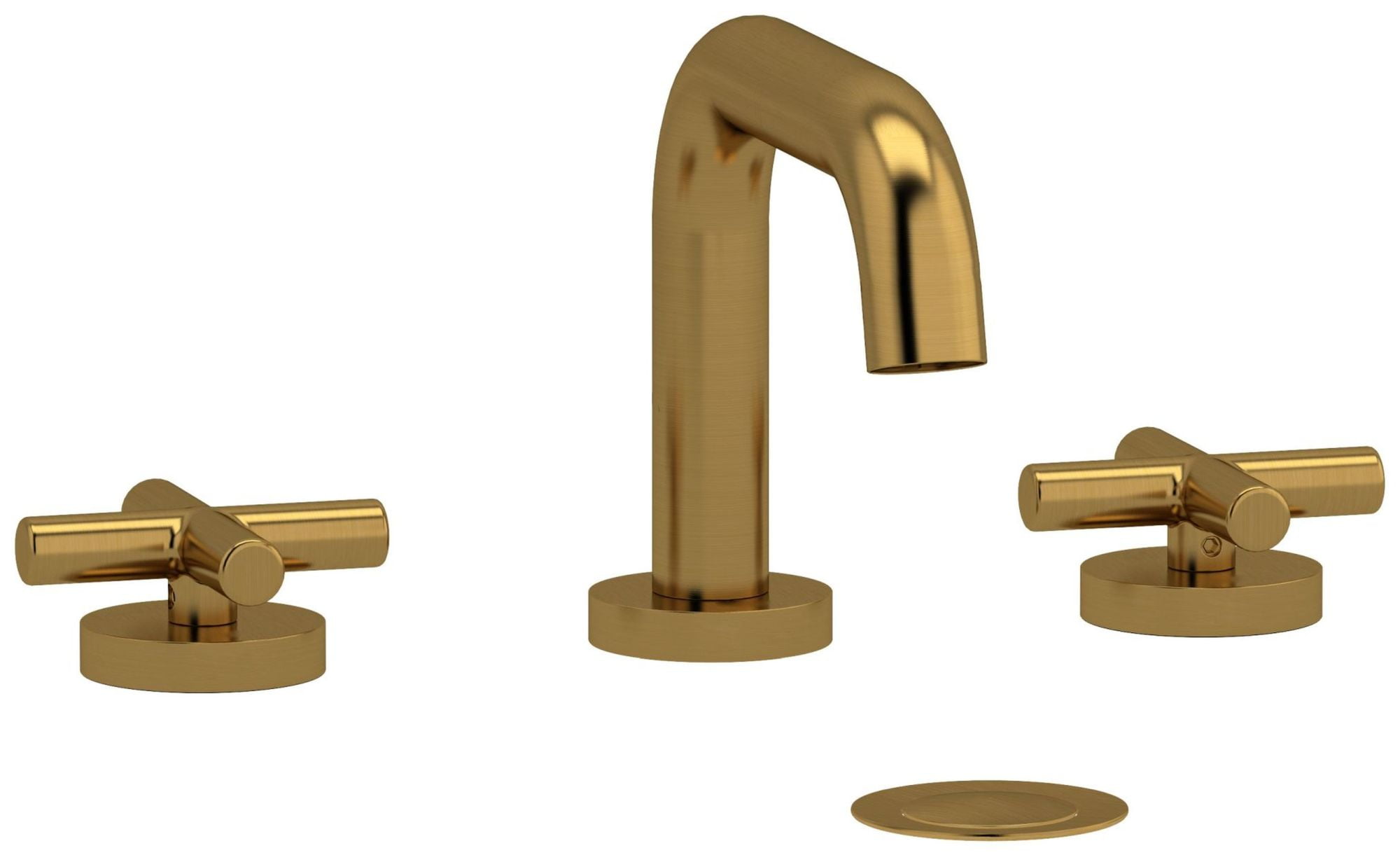 Elegant Brushed Gold 3-Hole Widespread Lavatory Faucet with Cross Handles