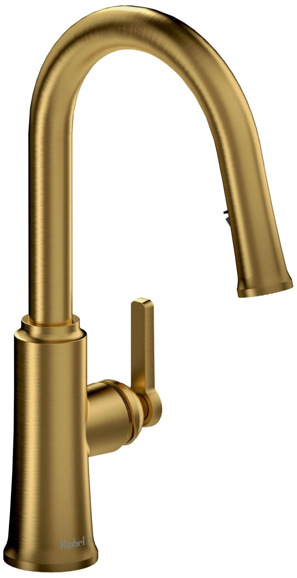 Brushed Gold Brass Pull-Down Kitchen Faucet with Spray