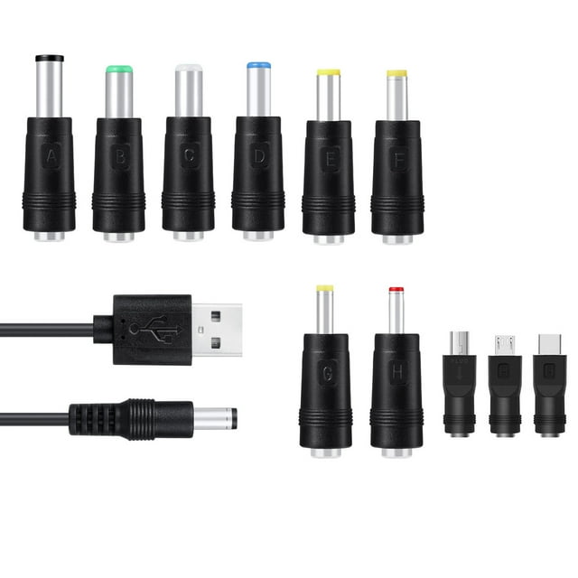 Riohave USB To Power Cord 11 in 1, With 8 interchangeable Plug