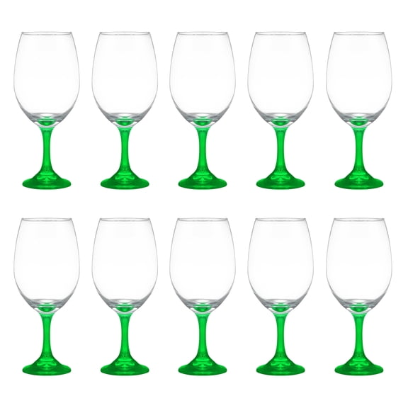 Rioja Grand Wine Glasses 20.75 oz. Set of 10, Bulk Pack - Perfect for Hotel, Bar, Restaurant or Lounge - Green