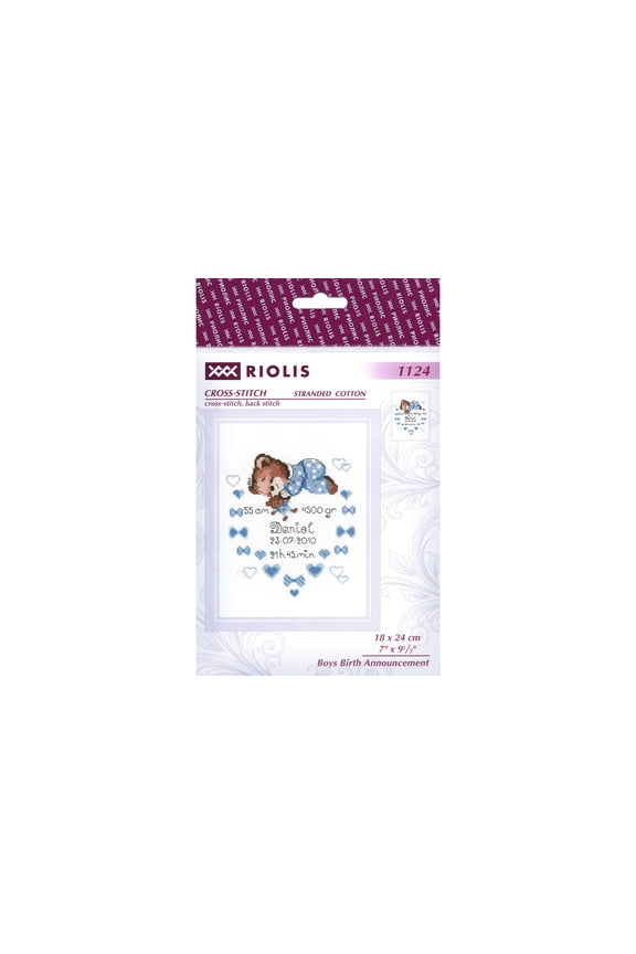 Cross Stitch Kit Boys Birth Announcement