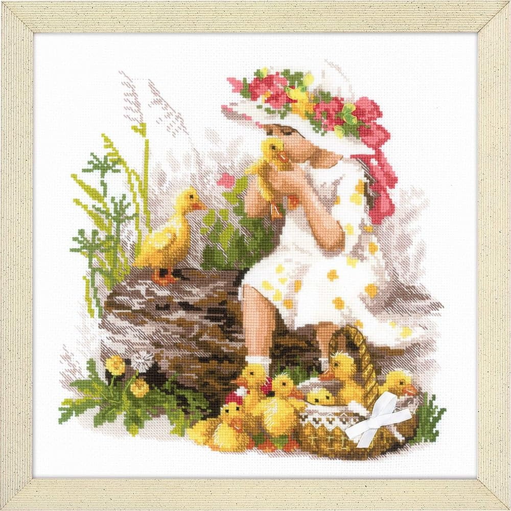 Riolis Cross Stitch Kit Girl With Ducklings