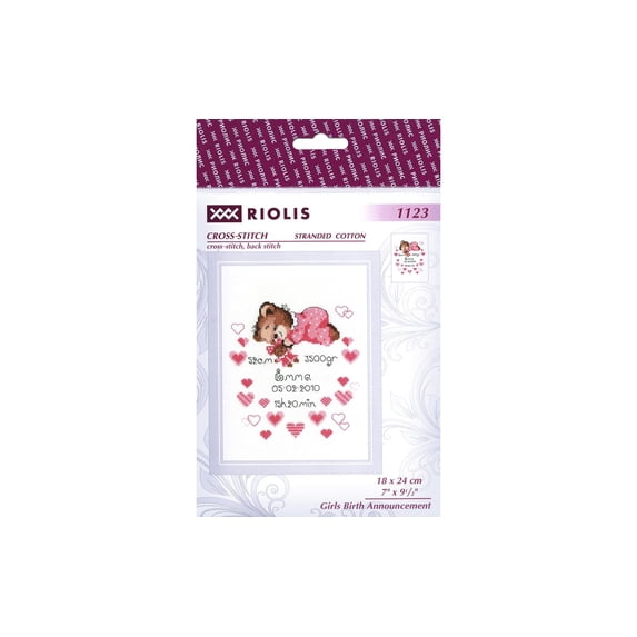 Riolis Cross Stitch Kit Girls Birth Announcement