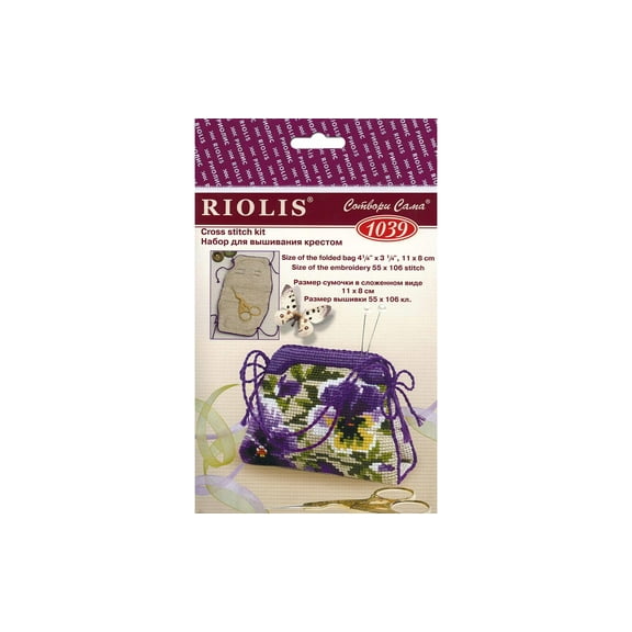 Riolis Cross Stitch Kit Pansy Pincushion