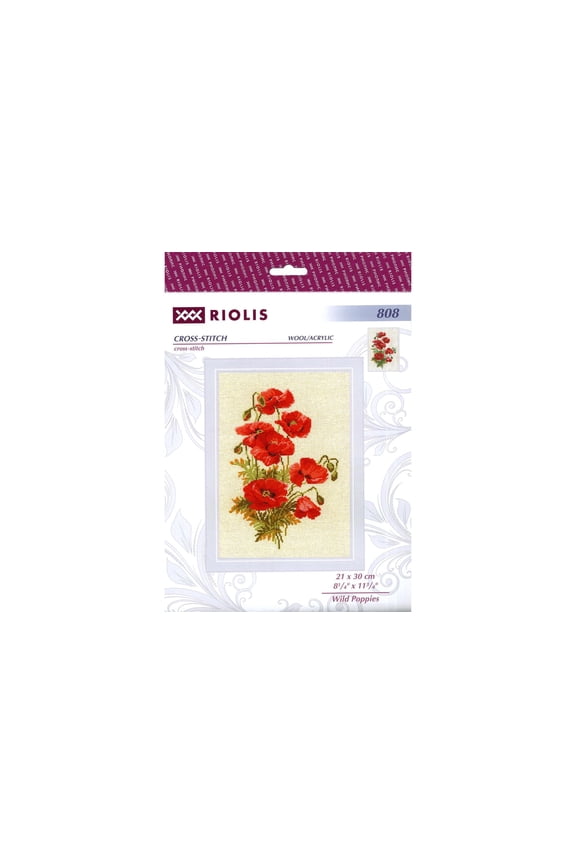 Cross Stitch Kit Wild Poppies