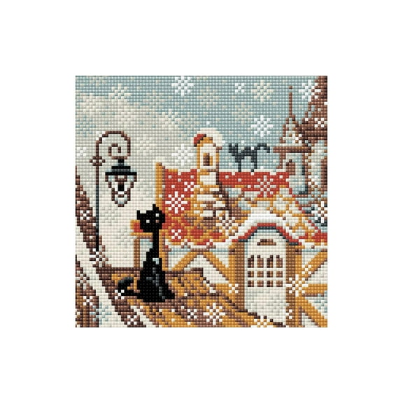 Riolis Diamond Mosaic Kit 7.75"x 7.75" City & Cats Winter