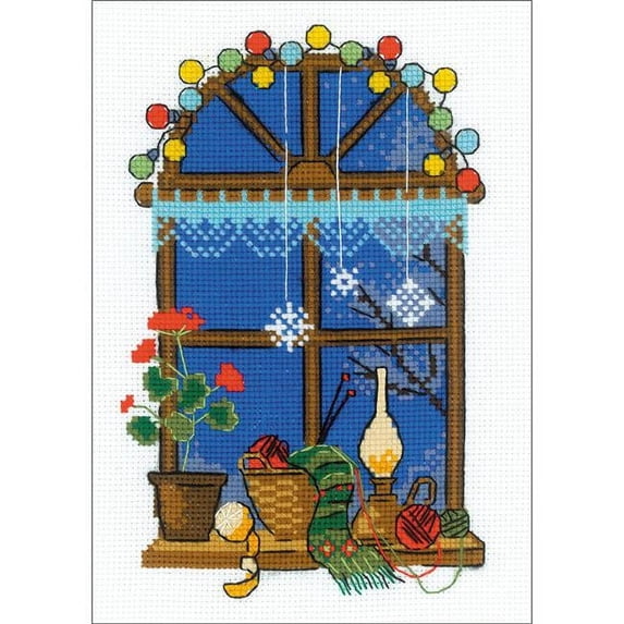 Riolis R1592 6 x 8.25 in. Winter Window Counted Cross Stitch Kit - 14 Count