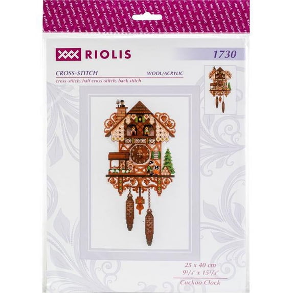 Riolis R1730 9.75 x 15.75 in. Counted Cross Stitch Kit - Cuckoo Clock, 14 Count