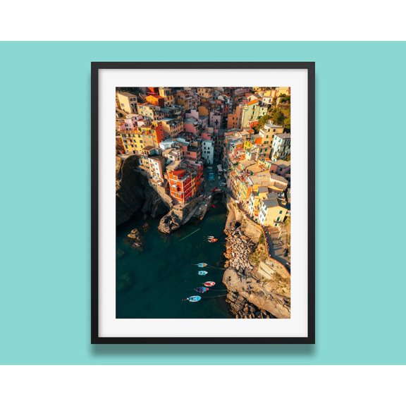 Riomaggiore Sunset Print Cinque Terre Coastal Photography, Unframed Paper Print