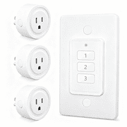 RiooCubee 656ft Wireless Wall-Switch Remote Control Outlet 3 Pack   Lights & Small Appliances   No Wiring  1 Remote for 3 Plugs