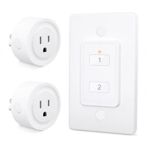 RiooCubee Mini Wireless Remote Control Outlet, 2 Pack, 2 Channel Wall Switch, 656ft Range, 10A 1100W, No Hub Required, for Indoor Use