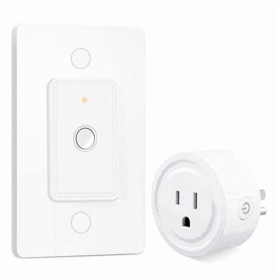 RiooCubee Remote Control Outlet, Wireless Wall Switch, 656ft range, on/off outlet switch for lights & small appliances, pre-programmed, no wiring, white, 10A/1100W