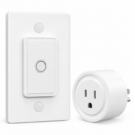 RiooCubee Wireless Remote Control Outlet with Wall Switch, White, 1-Pack