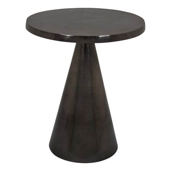 Riot 19 Inch Plant Stand Table- Round Top- Triangle Pedestal- Metal- Black