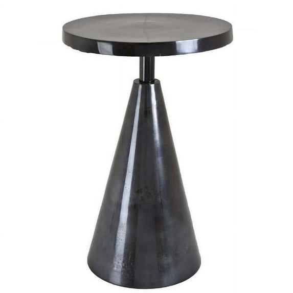Riot 21 Inch Plant Stand Table, Round Top, Triangle Pedestal, Metal, Black