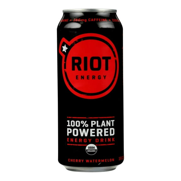 Riot Energy Drink Cherry Watermelon Organic 16 fl oz (Pack Of 12)