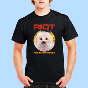 Riot V Fire Down Under American Heavy Mens Black T-Shirt Size S-5XL